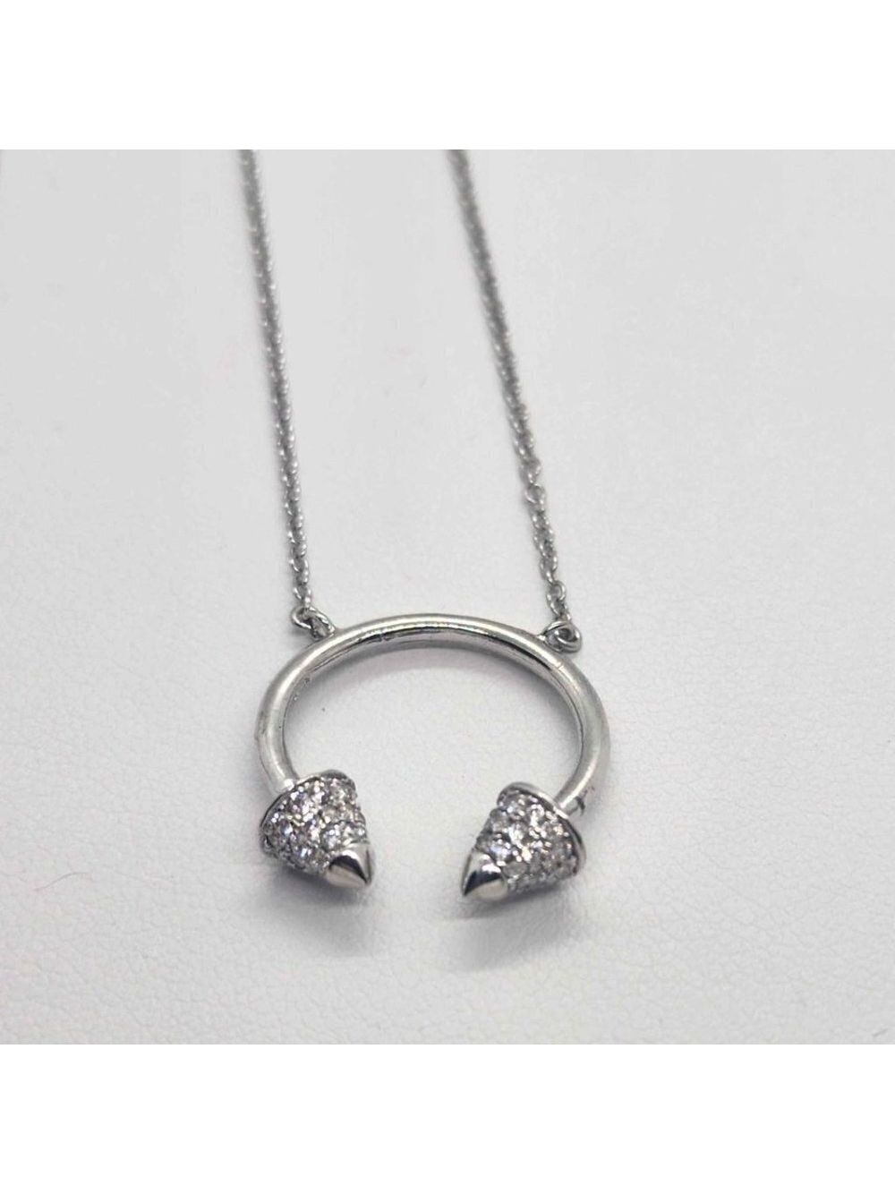 Brand New Sterling Silver 925 Circular Barbell Necklace